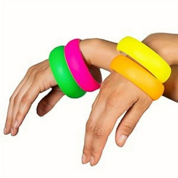 4 Pack Centimeter Soft Bracelet Plastic, 80s Style Clothing Bracelet, Bracelets For Women And Men, 1" Soft Bangles, 1980s Style Costume Bracelets, Wedding Gifts, Christmas Halloween Thanksgiving Valen