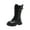 Z2-Black, variant on Girls White Knee High Boots Mid Calf Combat Boots Cute Boot Pu Leather Waterproof Fashion Goth Cowboy Goth Side White for Size 13