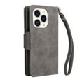 thumbnail image 2 of Nalacover For iPhone 14 Pro 6.1 inch Zipper Wallet Case,360 Protection Stylish PU Leather Shockproof Magnetic Flip Holder 6 Card Slots and 2 Cash Pockets Cover with Detachable Wrist Strap,Gray, 2 of 15