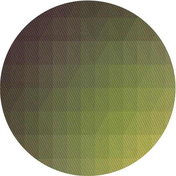 Ahgly Company Machine Washable Indoor Round Transitional Dark Yellow Green Area Rugs, 8' Round