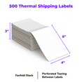 thumbnail image 3 of Rollo Direct Thermal Shipping Labels - Genuine 4x6 Thermal Rollo Labels Fanfold - Perforated and Strong Adhesive (500 Pack), 3 of 10