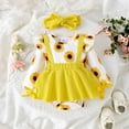 thumbnail image 2 of GDREDA Girls' Jumpsuits & Rompers Girls Rompers and Jumpsuits Girls Long Sleeve Cartoon Prints Romper Bodysuits Dress Headbands Set Yellow,9-12 Months, 2 of 6