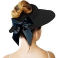 thumbnail image 2 of Sun Visor Hat Women Straw Wide Brim Roll Up Ponytail Summer Beach Cap, 2 of 7