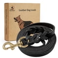 thumbnail image 1 of Correa para perro FAIRWIN de piel trenzada de 6 pies, grado militar, negra, 1 of 7