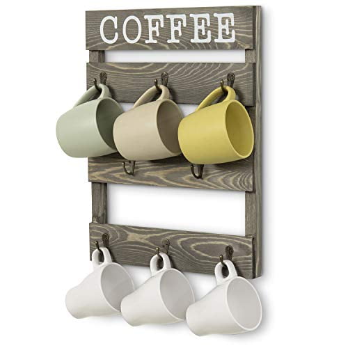 Mygift 8 Hook Rustic Gray Wood Coffee Mug Holder Wall Mounted Cup Rack Com - Wood Coffee Mug Wall Rack Mygift 8 Hook Rustic Gray Wood Coffee Mug Holder Wall Mounted Cup Rack Com - Wood Coffee Mug Wall Rack