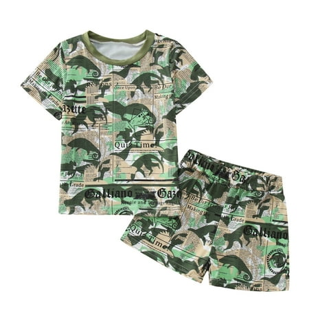 

3 Piece Baby Boy Set Boys Clothes Summer Short Sleeve Camouflage Dinosaur T Shirt Tops Shorts Casual 2PCS Outfits Set Tuxedo Toddler Boys 4t