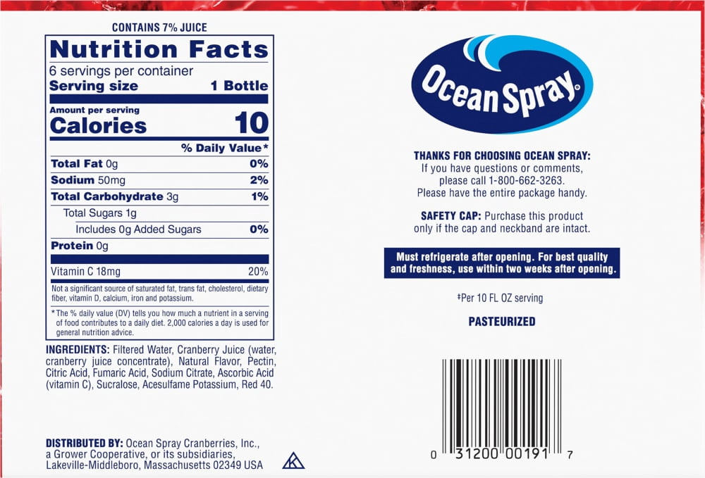 Ocean Spray Diet Cranberry Juice Drink 6 bottles / 10 fl oz - 2 Box