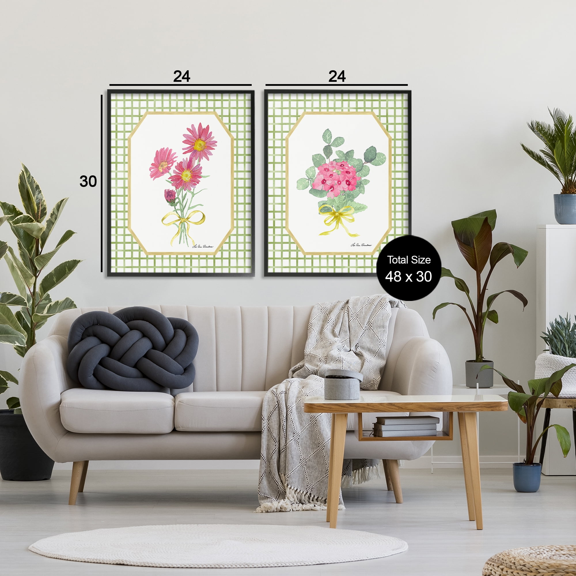 Cottage Botanical Story 2 Piece Black Framed Giclee Art Set, design by Lee Ann Sanders