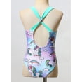 thumbnail image 4 of MSEMIS Girls Mermaid One Piece Swimsuit Kids Ruffle Bathing Suits with UPF 50+, Sizes 4-16 Watercolor 10, 4 of 6
