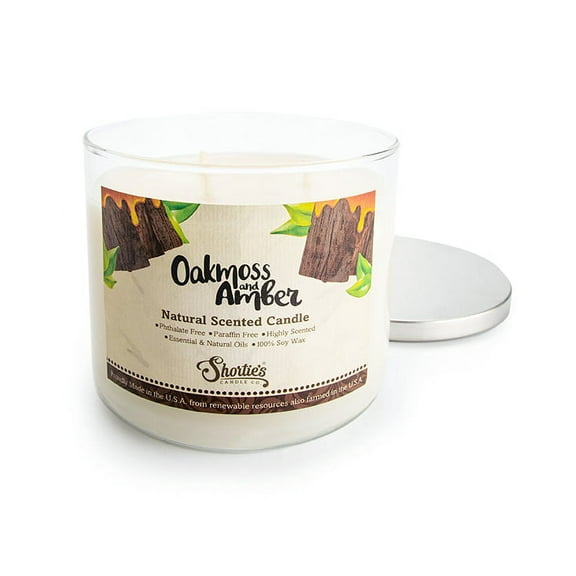 Oakmoss & Amber Scented 3 Wick Candle - All Natural - Made with 100% Responsibly Sourced Soy and Essential Fragrance Oils - Phthalate & Paraffin Free, Vegan, Non-Toxic