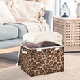 thumbnail image 4 of Iauyy Large Storage Box with Lid - Foldable Home Storage Bins for Clothes Toy Holiday Decor, Brown Leopard Print (42*32*30cm), 4 of 6