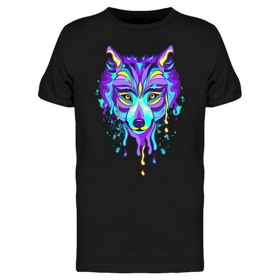 Colorful Dripping Wolf T-Shirt Men -Image by Shutterstock, Male Large