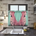 thumbnail image 4 of Yayeee Kitchen Curtains Tier Pair Light Filtering 27"x24" Rod Pocket Short Cafe Window Panel, Big Pink Cheetah, 4 of 7