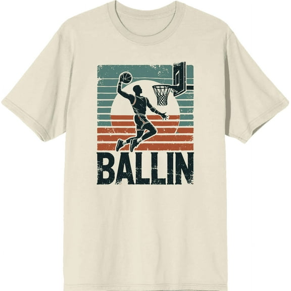Ballin Slam Dunk Adult Natural Crew Neck Short Sleeve Tee-XXL