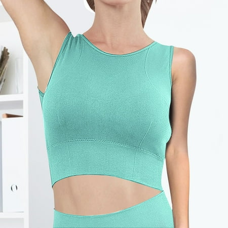2PC Womens Sports Bra Workout Cross Back No Steel Ring Outdoor Indoor Running Vest Top Blouse Yoga Push Up Bras Saving on Clearance