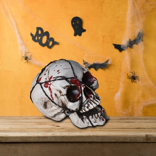 AYktou Halloween Decorations,Halloween Skeletons Plastic Realistic Fake Simulation Human Skull HeadBone Model Halloween Prop Realistic Mini Skeleton Spooky Halloween Decoration A Skeleton