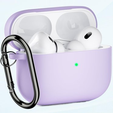 Compatible with AirPods Pro 2 Case-Cover (2022) & 1st Liquid Silicone Soft Case for AirPods Pro 2nd Generation Shock-absorbing Protective Case Visible LED Front Cover with Carabiner-Purple