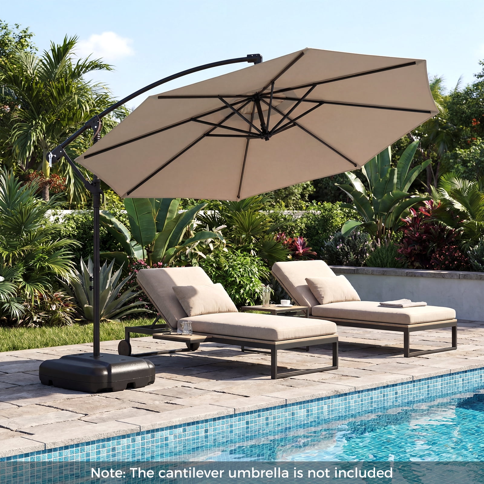 Costway 220 LBS Cantilever Umbrella Base, Water & Sand Filled Umbrella Weighted Stand
