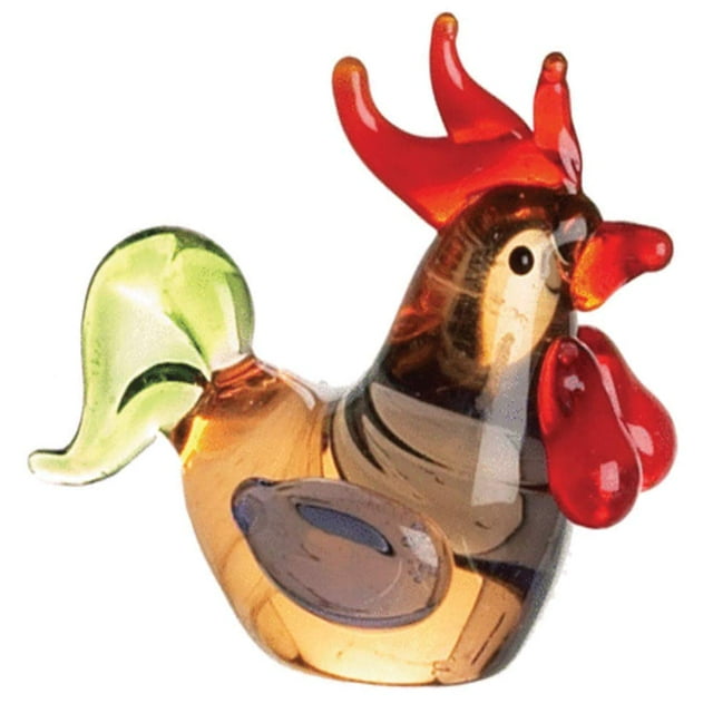 Figura de gallo de cristal en miniatura