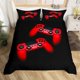 thumbnail image 1 of Set para niños Niños Niñas Niños Gamer Funda de edredón Negro Rojo Videojuego, 1 of 7