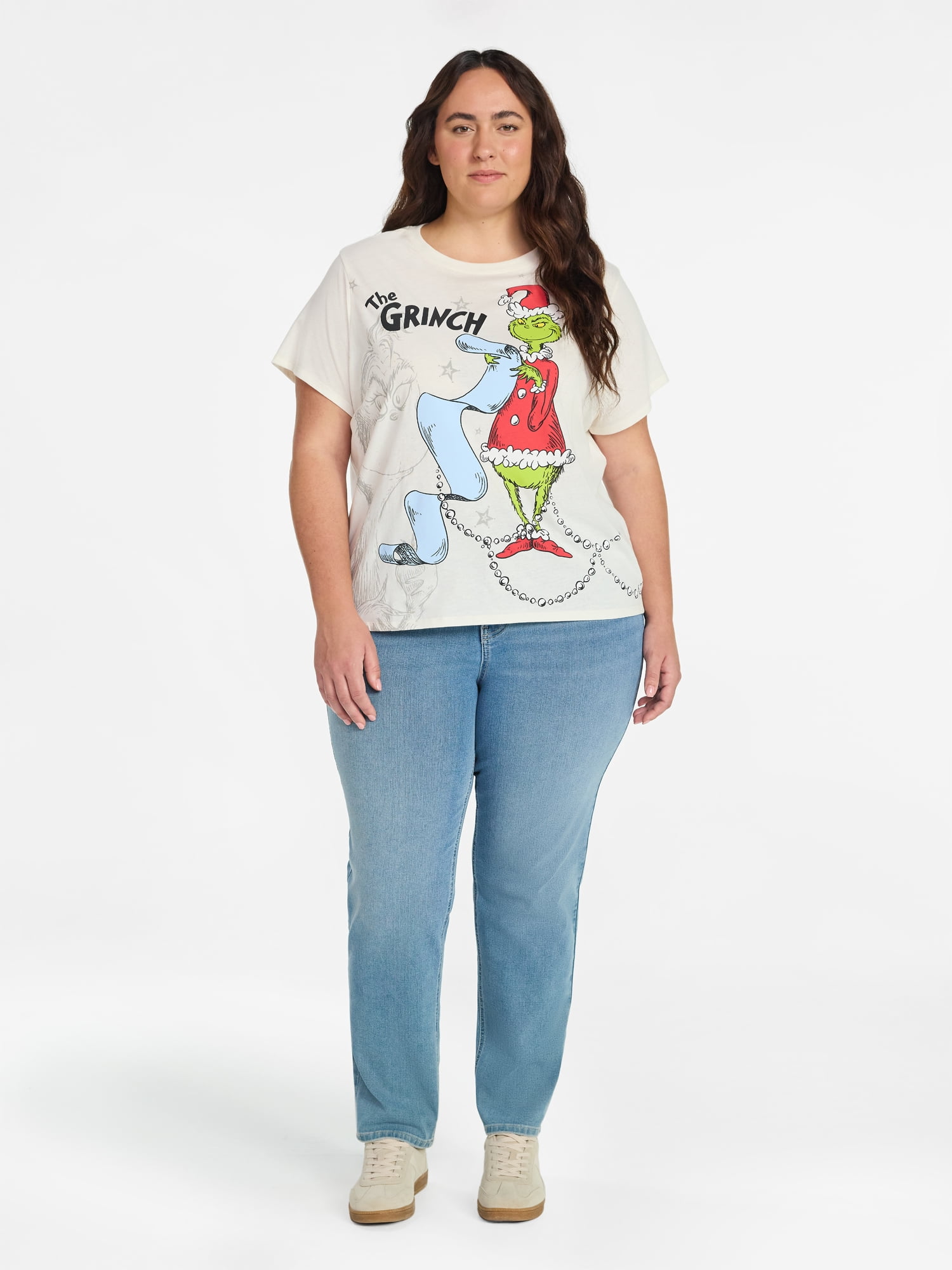 The Grinch Women's Plus Size Front Back Graphic Tee with Short Sleeves, Sizes 1X-4X