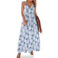 thumbnail image 1 of Lindo vestido de margaritas, elegante vestido largo con flores y tirantes, estilo bohemio, para playa, verano, cuello en V, ropa de gran tamaño, 1 of 7