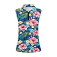 thumbnail image 3 of Trendfront Women Hawaiian Tank Tops Zip Up Henley Neck Sleeveless Hibiscus Flower Graphic Tee Tropical Palm Leaves Golf Tennis Athletic Sport Shirt, 3 of 3