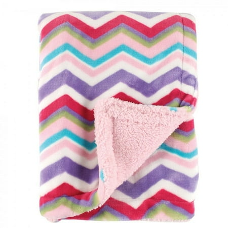 UPC: 0660168504996 | Hudson Baby Infant Girl Plush Blanket with Faux Shearling Back Pink One Size