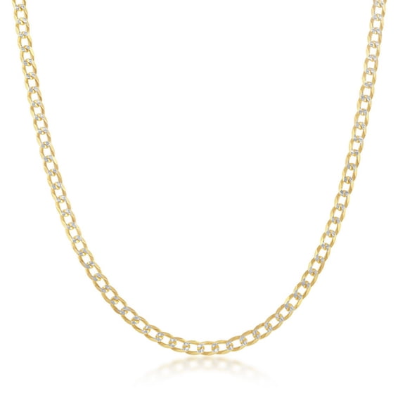 iJewelry2 Gold Plated Sterling Silver 3mm Cuban Diamond Cut Links Chain Necklace 16''