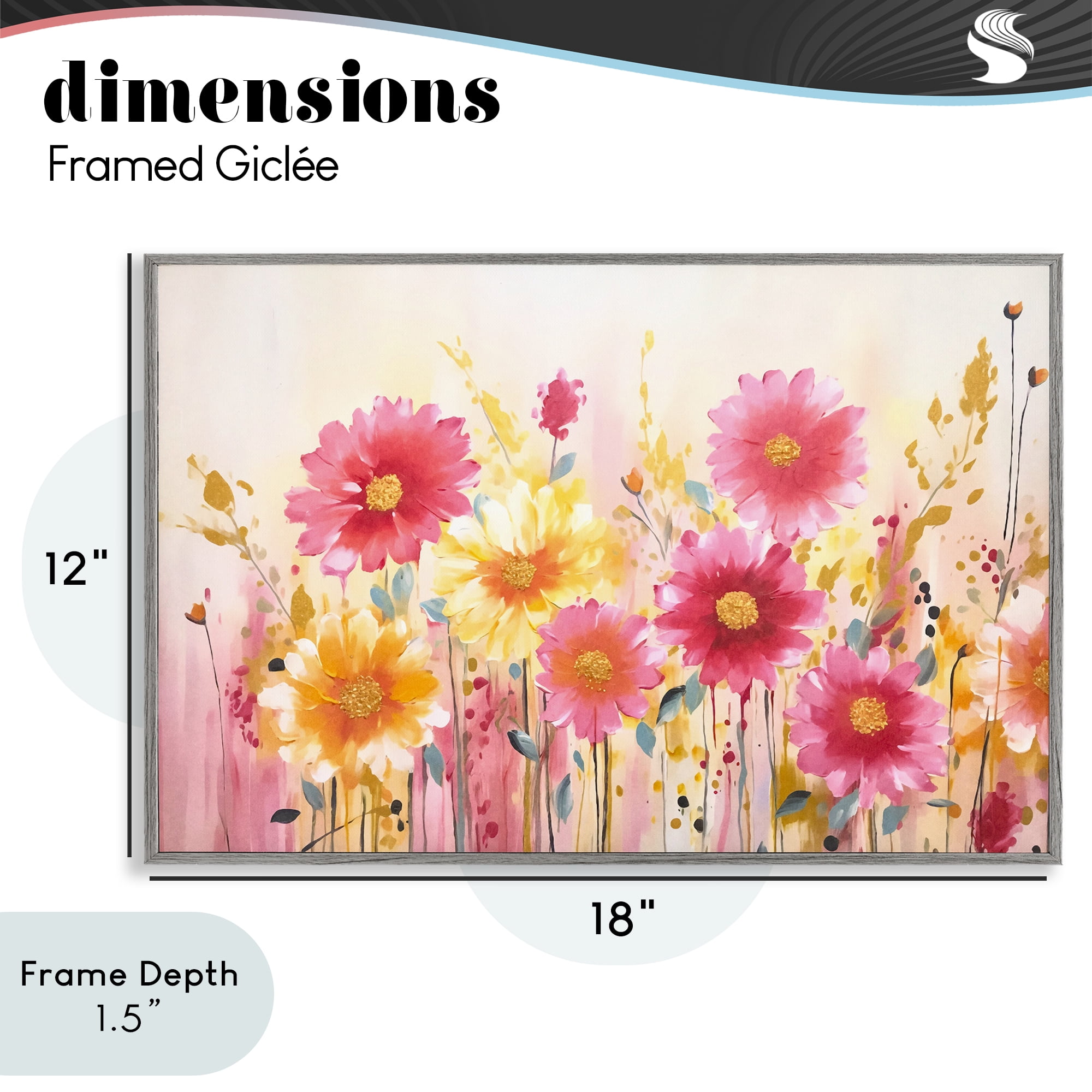 Stupell Industries Blush Blooming Whimsy Gray Framed Giclee Art, design by Andrea Haase