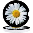 thumbnail image 1 of POGLIP White Daisy Black Set of 6 Car Coaster for Drinks, Absorbent Ceramic Stone Coasters Cup Mat with Cork Base for Home Kitchen Room Coffee Table Bar Decor, 1 of 5