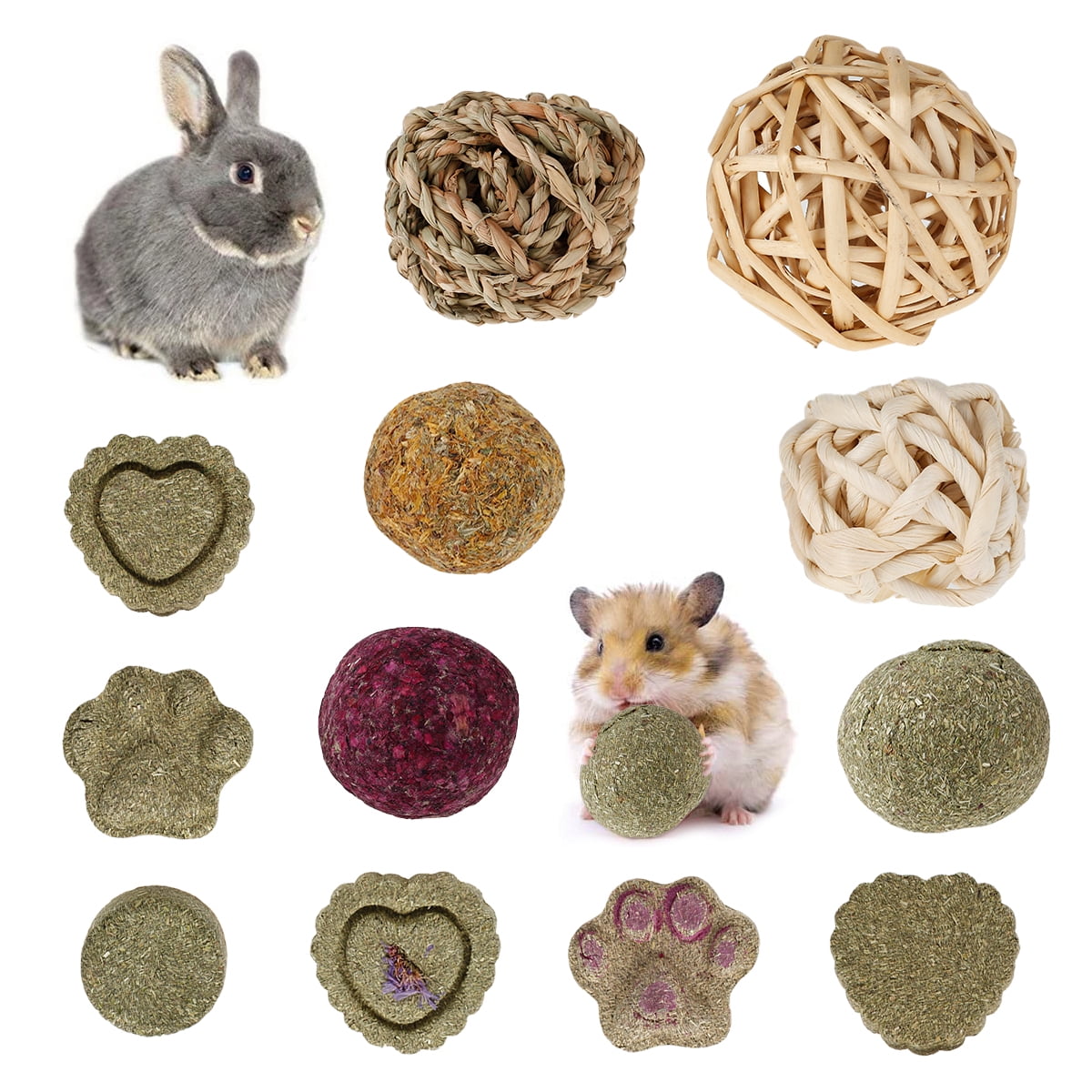 Pet Grass Ball Hamster Rabbit chew Toy Calendula Molars Snack Flavors Gift 