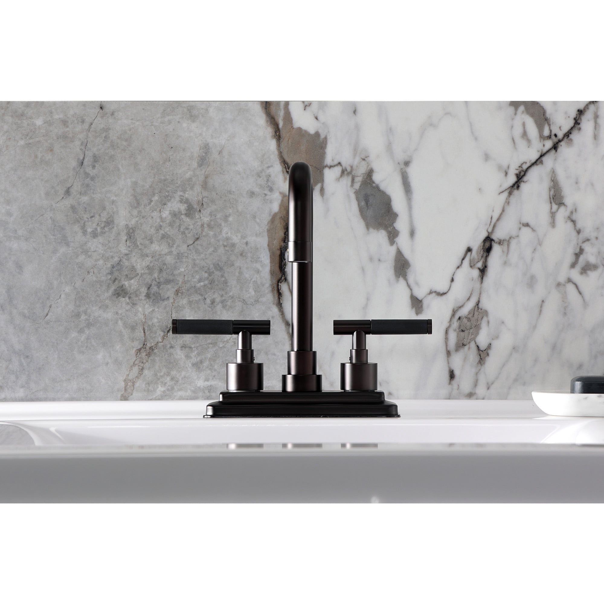 Kingston Brass KS6645CKL Double-Handle 3-Hole Deck Mount 4-Inch Centerset Bathroom Faucet with Brass Pop-Up in Oil Rubbed Bronze