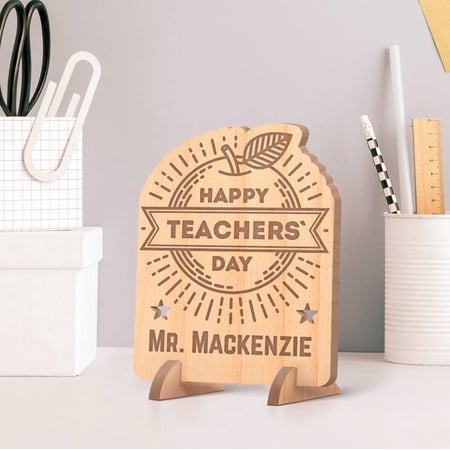 Personalized Happy Teacher s Day with Name Wooden Gift Card