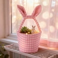 thumbnail image 4 of Orangide Easter Bunny Basket for Kids Colored Grid Rabbit Bucket with Handle and Bunny Eears Easter Egg Hunts Tote Bags for Holiday Party Storaging Candy Gifts, 4 of 5