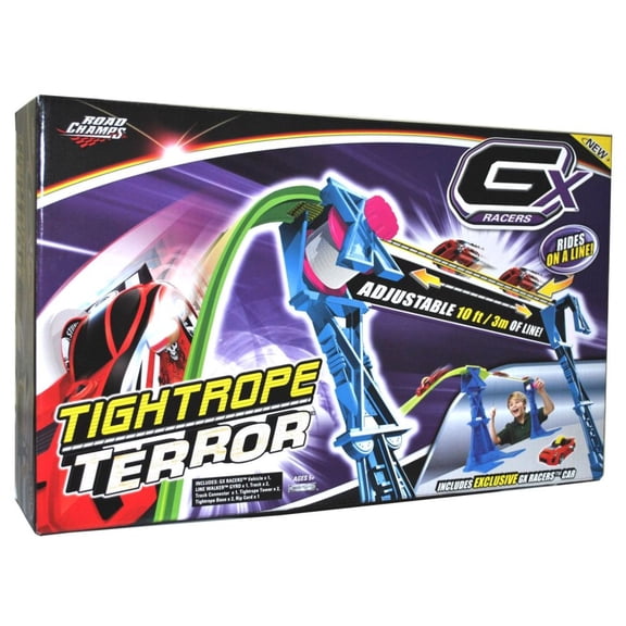 Road Champs Gx Track Tightrope Terror Zipline Race Car Set