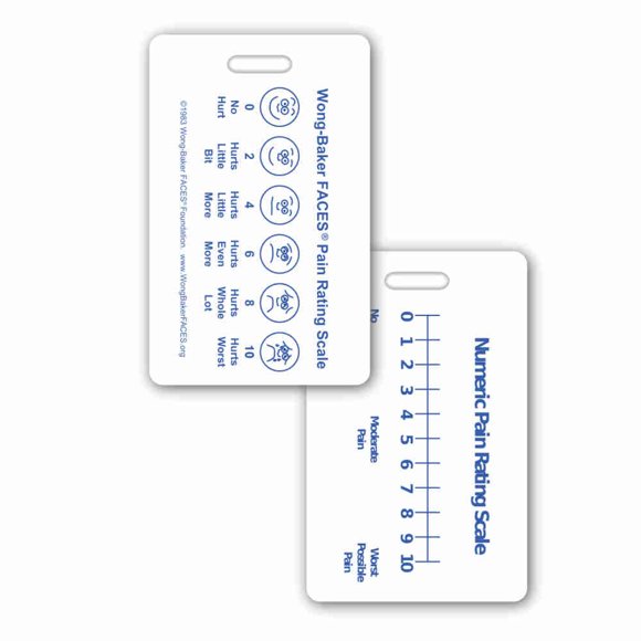 Wong-Baker Faces® Pain Rating Scale Vertical w/NRS Badge ID Card Pocket Reference Guide (Pack of 5)