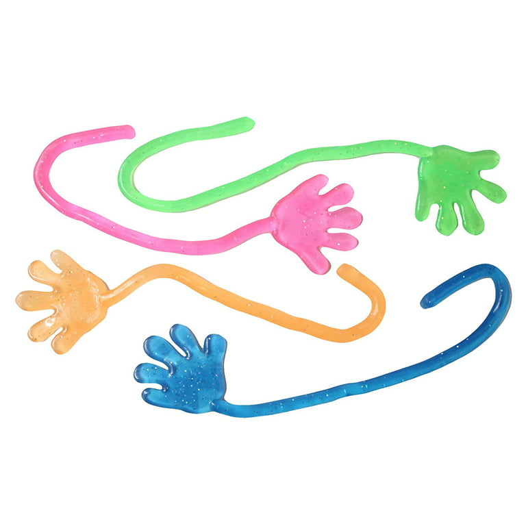 Glitter Sticky Hands - Bulk Pack of 72, Assorted Colored Stretchy Sticky  Fingers for Kids for Fun