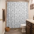 thumbnail image 3 of Grey Floral Cute Shower Curtain - Water Repellent Fabric Shower Curtains Washable, Summer Cozy Botanical Decorative Polyester Cloth Bathroom Curtains Modern Bath Decor 72"x84", 3 of 8