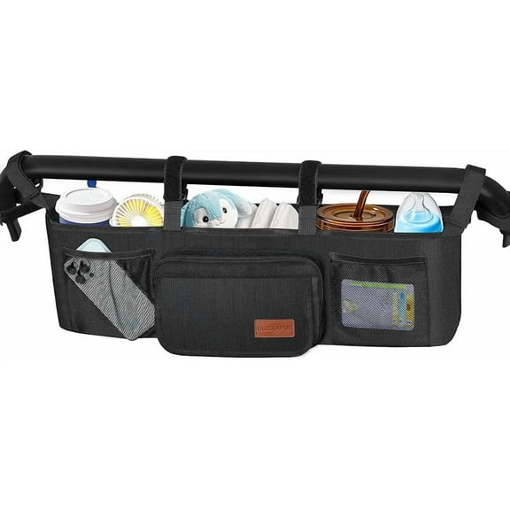 Universal Stroller Organizer with Cup Holder: Baby Travel Essential, Stroller Caddy with Shoulder Strap, Stroller Accessories Fit , Stroller