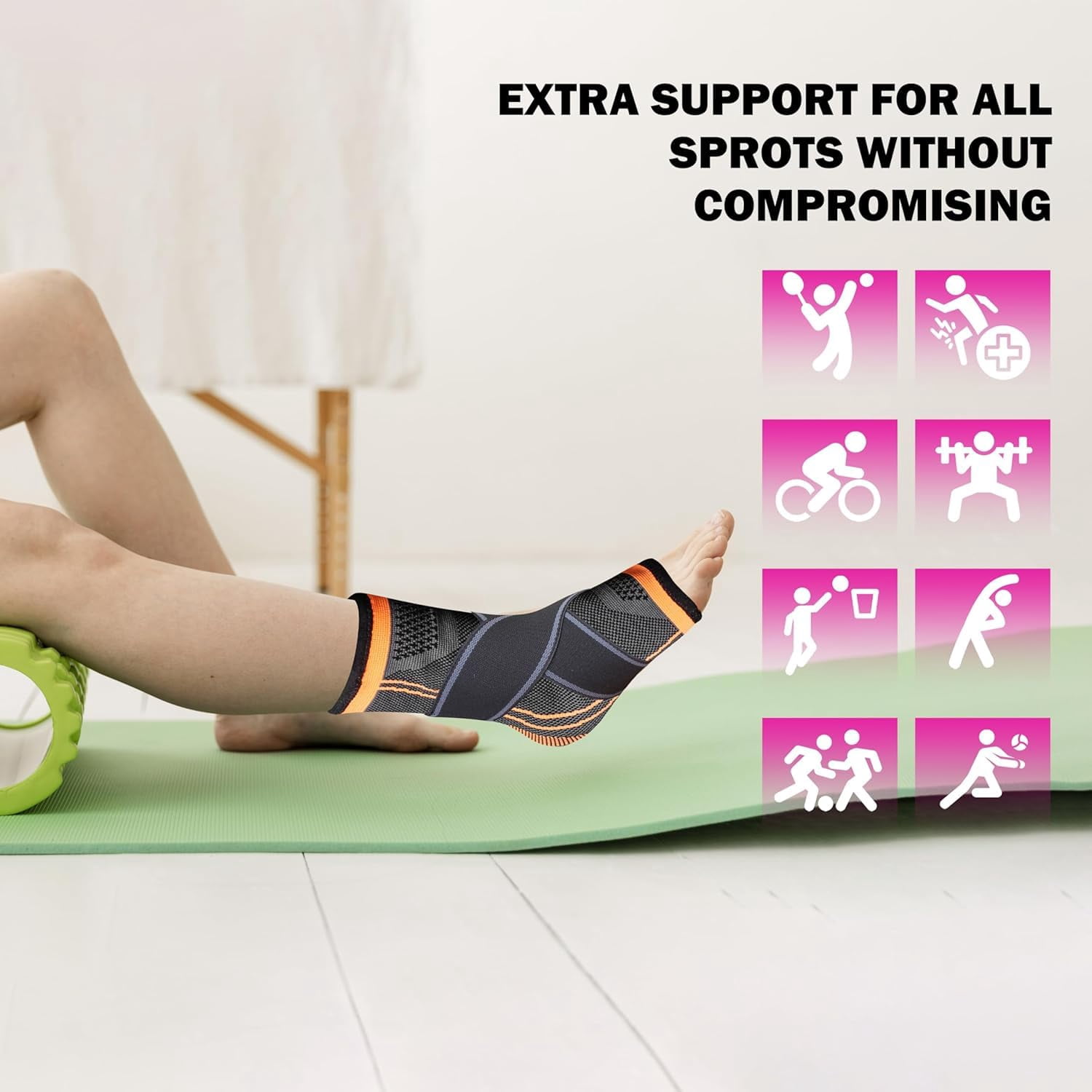 SPRINGBOK Ankle Support with Binder | Adjustable Compression Band for Men & Women | Band with Elastic Strap for Ankle Pain | Stretchable Ankle Wrap for Sports (Black) 1 Piece XL Size