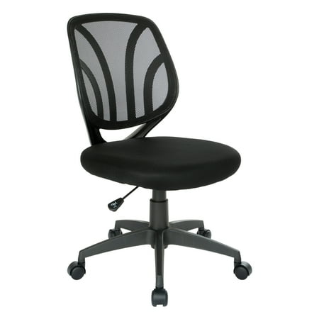 UPC: 0090234476955 | Office Star Products Screen Back Armless Task Chair with Black Mesh and Dual Wheel Carpet Casters