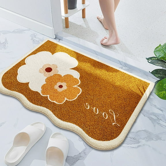 RBCKVXZ Microfiber Bathroom Rugs, Beige Bath Rug Boho Farmhouse Cute Aesthetics Preppy Bath Mat for Bathroom, Tub, Floor Carpet, Sink, Shower, Non-Slip, Absorbent, 31x20