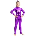thumbnail image 2 of HAOTAGS One Piece Dance Jumpsuits for Girls, Long Sleeve Gymnastics Bodysuits for Kids Purple 1-3 Years, 2 of 7
