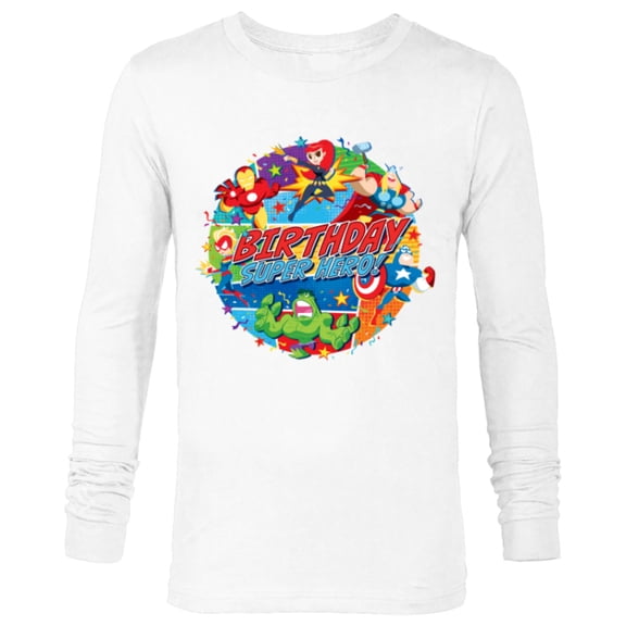 Marvel Avengers Birthday Super Hero - Long Sleeve T-Shirt for Men - Customized-White
