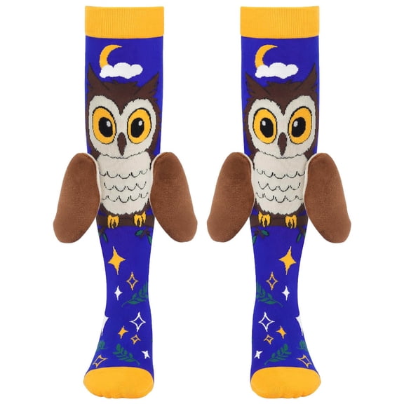 BRGZLK Kids Boys Girls Crazy Socks Funny Novelty Cute Colorful 3D Cartoon Animal Knee High Socks Gifts for Baby Girls Blue A Free Size