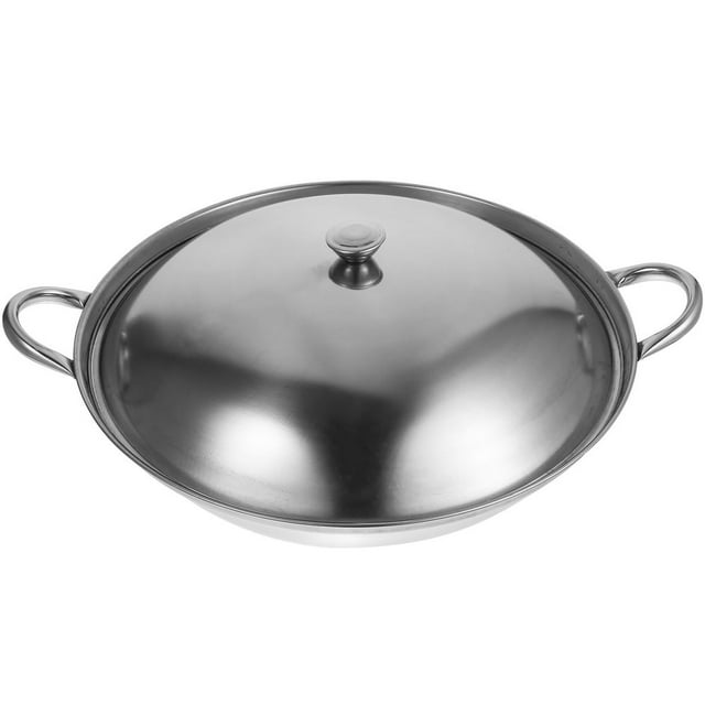 LEEYNEER Chinese Cover Alcohol Stove Noodle Wok Electric Griddle Stainless Steel Cook Pot Home Cooking