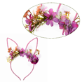 thumbnail image 3 of Diadema de orejas de conejo de Pascua con tiara de flores para mujeres niñas MFZFUKR CPB-DE-LYY967-2, 3 of 5