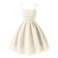 thumbnail image 4 of Girls Summer Floral Print Dresses Flowy Sleeveless V Neck Bow Shoulder Ruched Waist Casual Play Sundress Beige 8-9 Years, 4 of 4