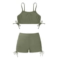 thumbnail image 4 of XAOFW Girl's Summer Swimsuit Sets Two Piece Swimwear For Girls Sleeveless Tankini Tops And Swimming Shorts Solid Color Beach Sports Comfortable Swimwear Bottoms 5-6 Years, 4 of 4